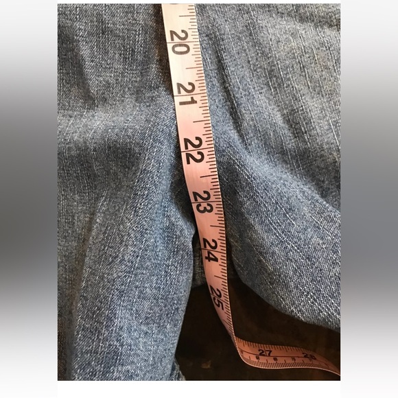 DENIM Bib Overalls JEAN SHORTS Adjustable cut offs, Fringed Front Pocket Vtg LRG - Picture 7 of 9